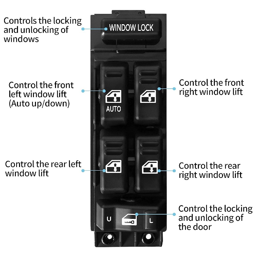 Driver Side Master Window Switch - MuHize Power Window Switch 15720127 Chevy Silverado Window Switch, Compatible with Tahoe Suburban Avalanche Cadillac Escalade GMC Sierra Yukon XL Denali, Oem no 15720127 Master Power Window Switch  For 1999-2002 GMC Cadillac 4 Door 15062650 15069351